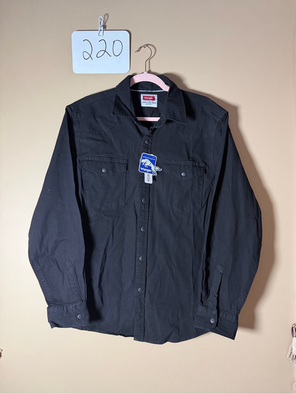 Wrangler Black Lightweight Button-Front Shirt Jacket